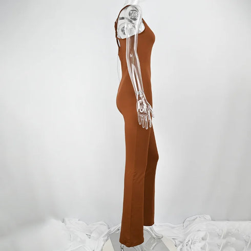 Sexy Hollow Out Sleeveless Jumpsuits for Women Casual Streetwear Bodycon Rompers